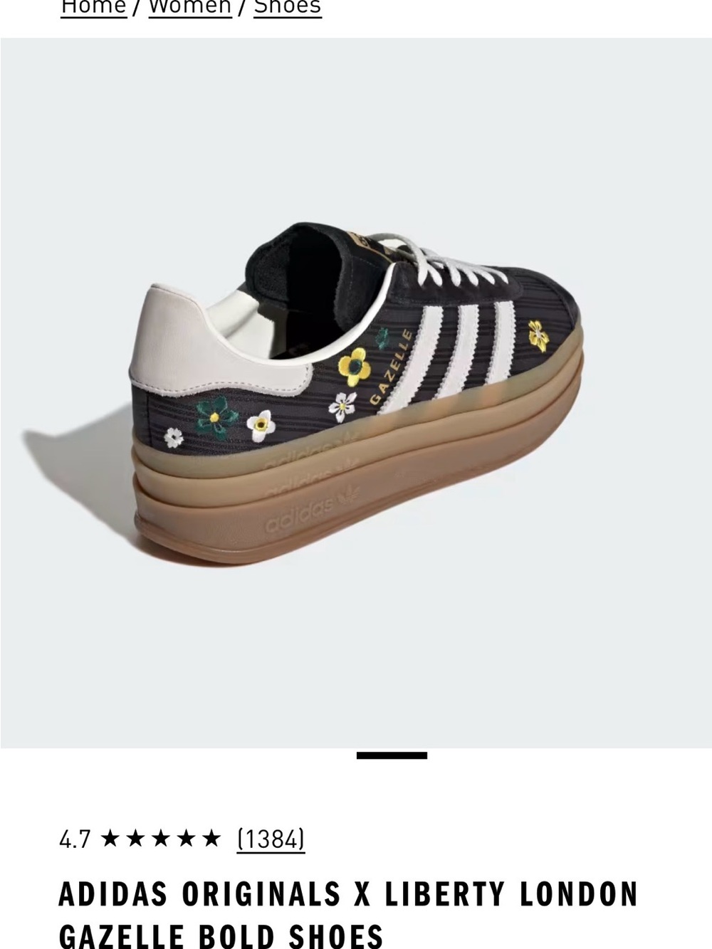 NEW ADIDAS X LIBERTY LONDON GAZELLE BOLD FLORAL SHOES WOMEN’S 7 Limited edition - Picture 6 of 9